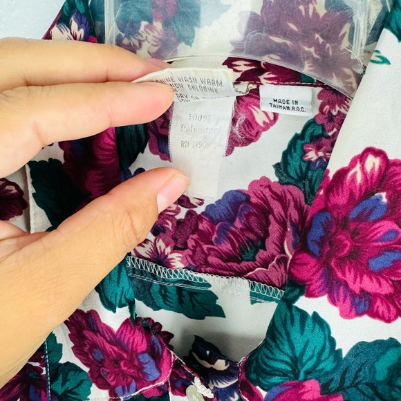 Vintage Pykettes 90s Floral Long Sleeve Button Down Shirt Shabby Chic - Picture 6 of 8